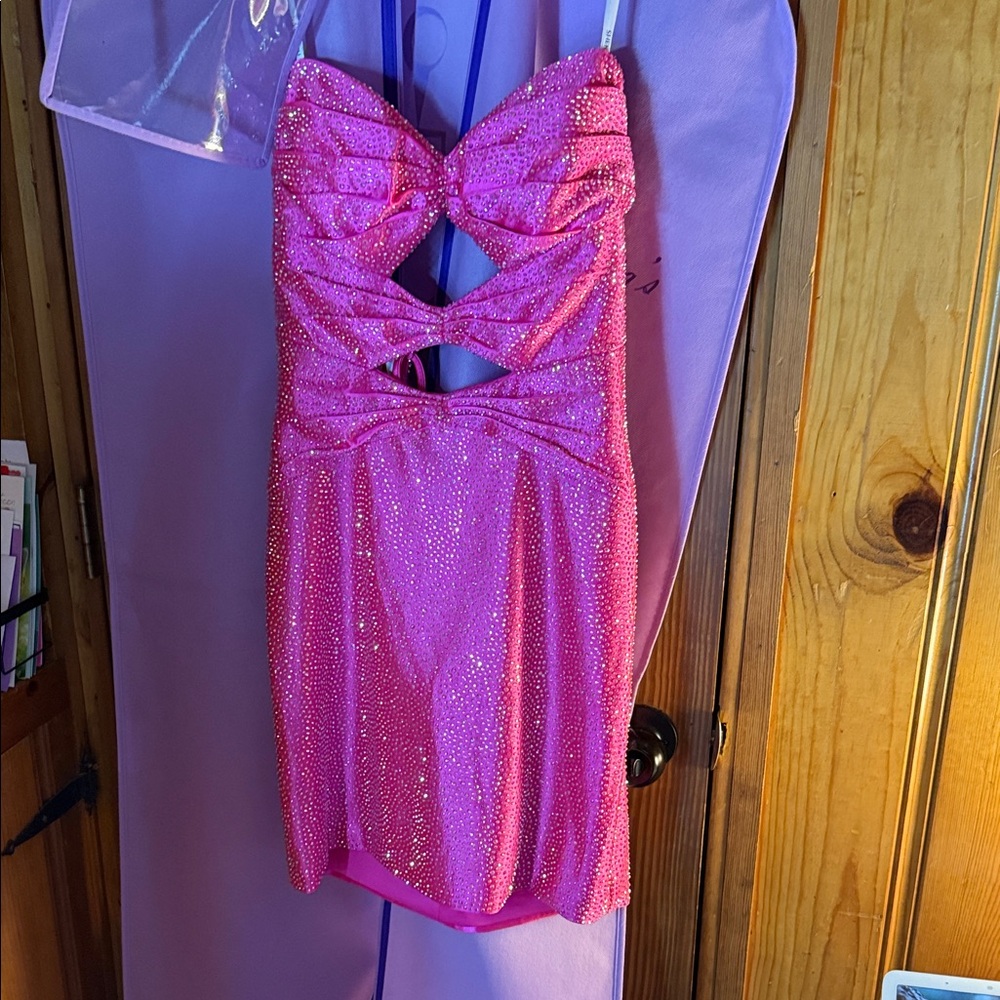 Sherri Hill Pink Glitter Dress - Picture 2 of 8